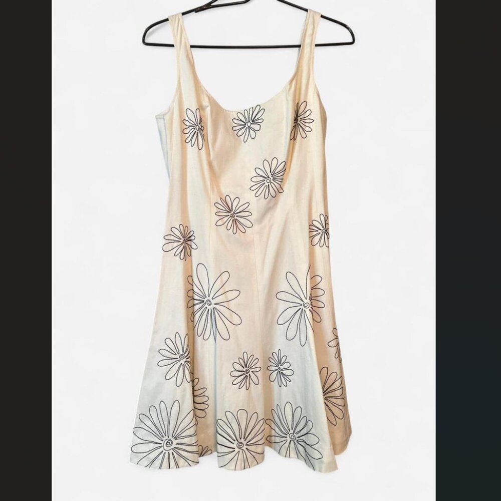 cream and black floral midi dress